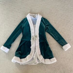 Emerald Green & Silver Dance Ice Skating Dress